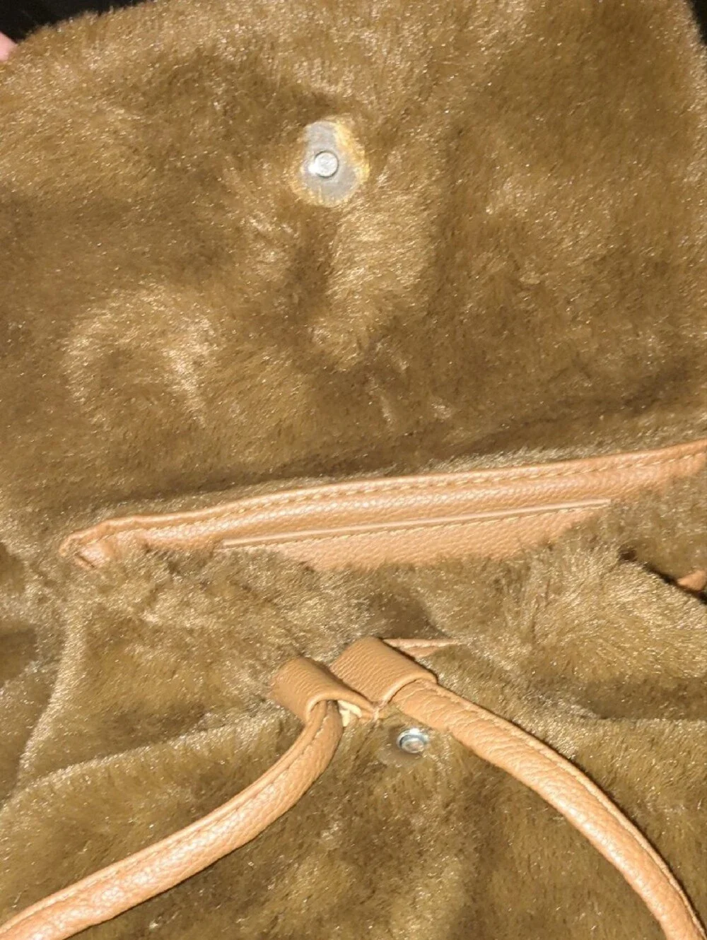 Brown Faux Fur Drawstring Handbag/Backpack